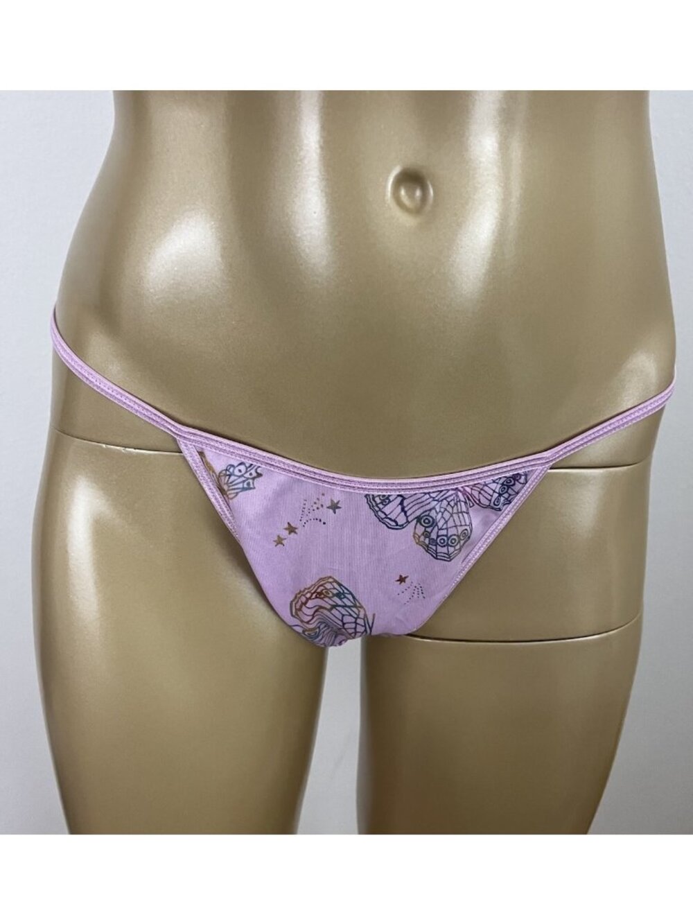 Vintage Y2K Miss Fifi Women's L Thong Panty Butterfly Purple Hip Fit NWT
